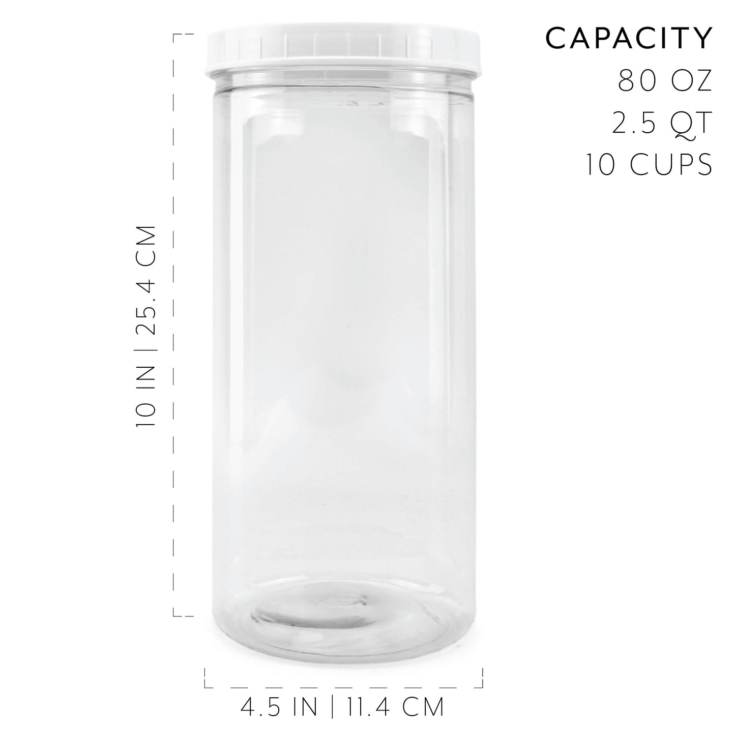 Tall Clear Plastic Canisters w Lids and Labels ( 3-Pack, 2.5 quart / 10 cups) - CBKit022