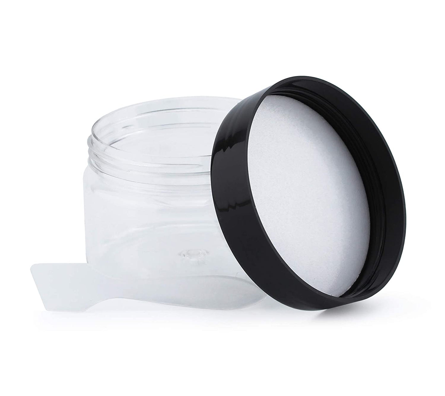 4oz Clear Plastic Jars with Labels & Spatulas & Lids