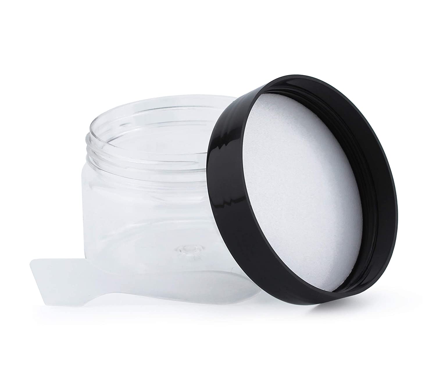 4oz Clear Plastic Jars w/ Labels & Spatulas & Lids (Case of 384) - SH_1272_CASE