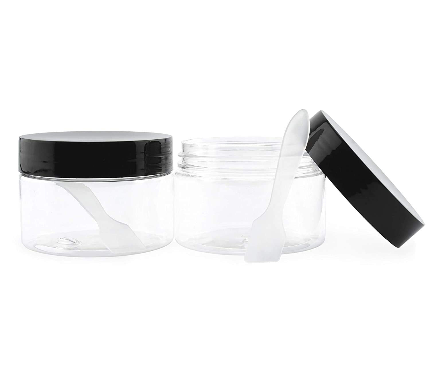 4oz Clear Plastic Jars with Labels & Spatulas & Lids (12-Pack) - sh1272cb04oz