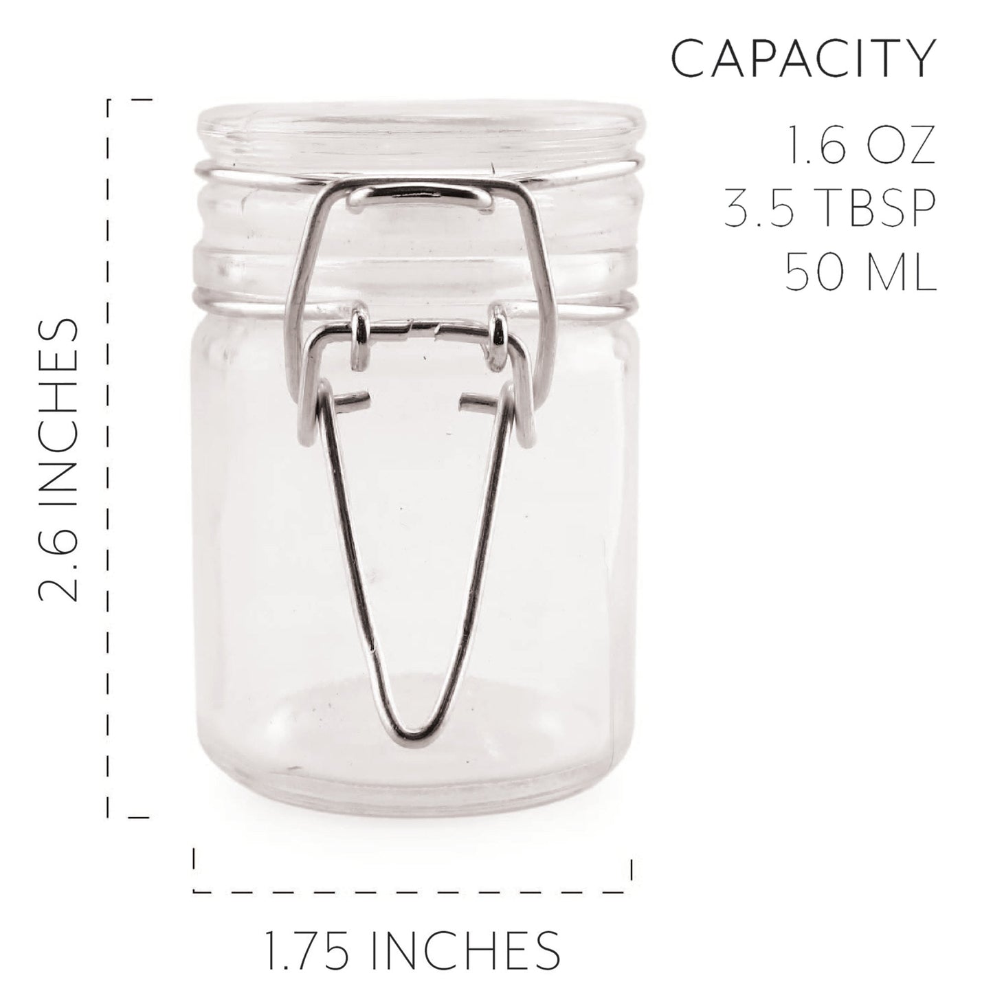 1.6oz Herbs Mini Stash Jars w/Clamp Top Rubber Gasket (12-Pack) - sh1174cb0