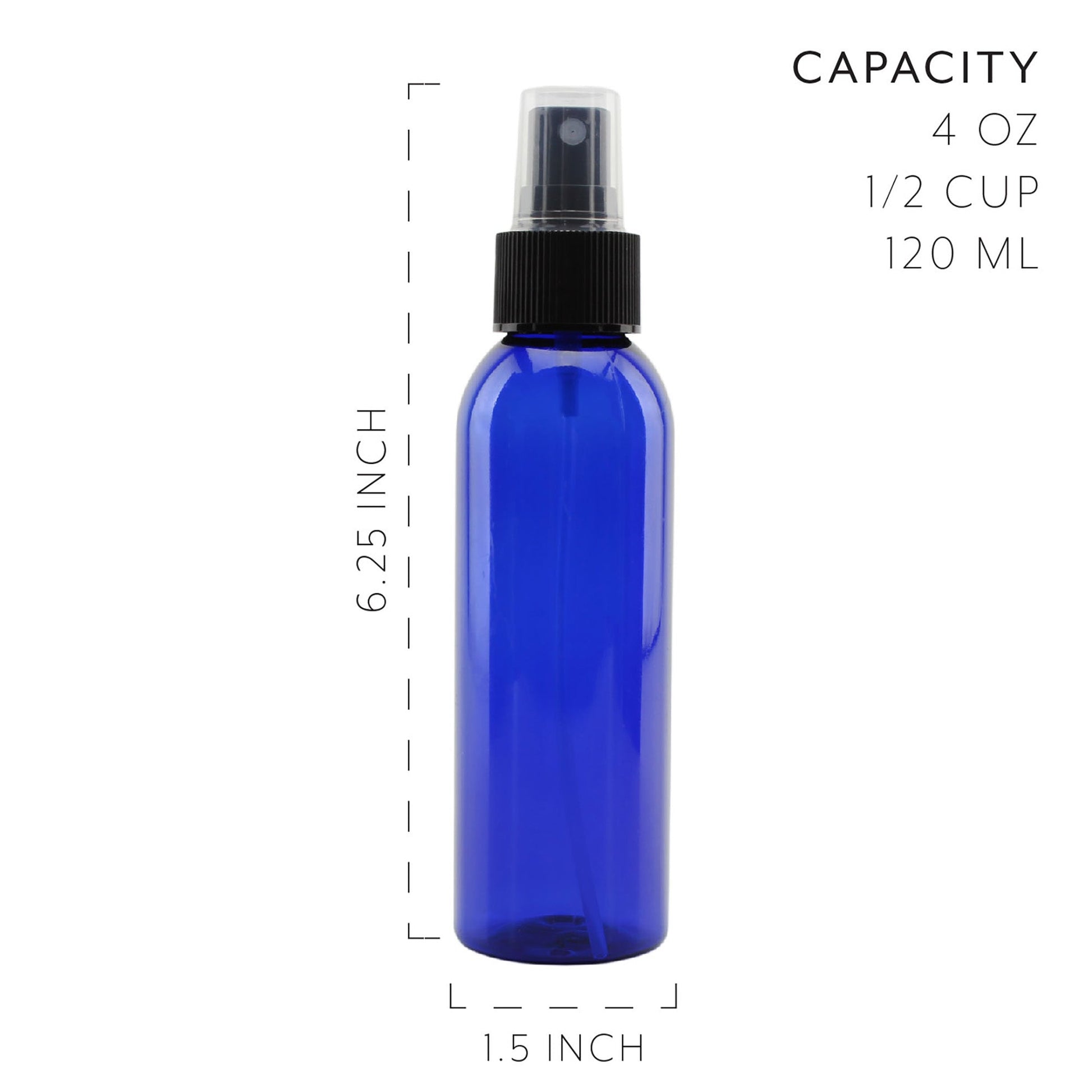 4oz Blue Empty Plastic Refillable PET Spray Bottles w/Fine Mist Atomizer Caps (6-Pack) - sh1420cb0mnw
