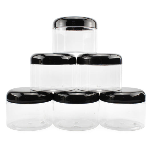 12 Ounce Clear Plastic Jars w/Black Plastic Lids (Case of 144) - SH_1336_CASE