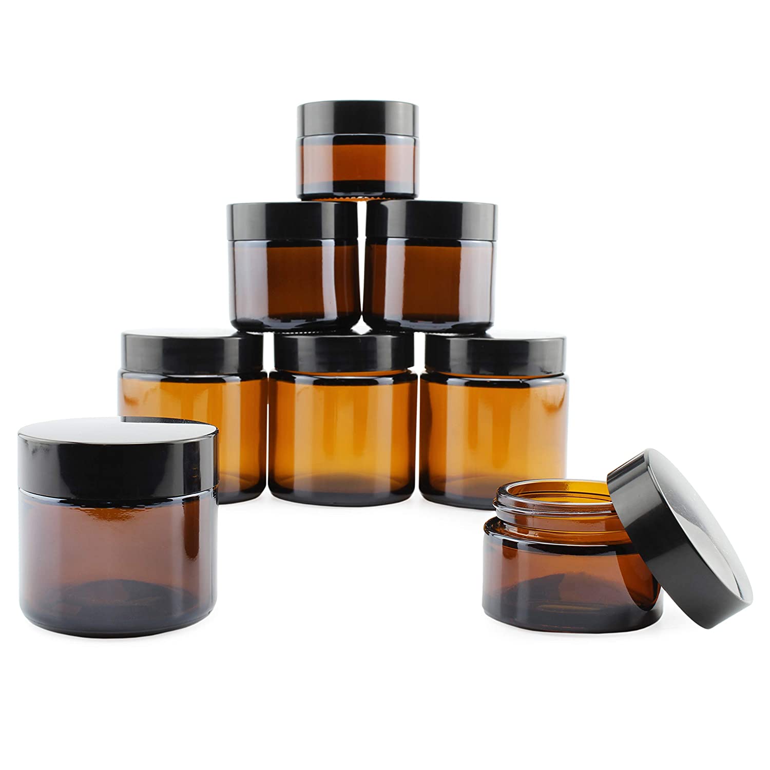 Combo Pack of 1, 2 & 4oz Amber Glass Jars (Case of 12) - SH_1119_CASE