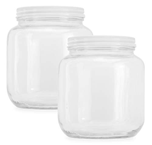 Clear Half Gallon Wide-mouth Glass Jars (2-Pack)