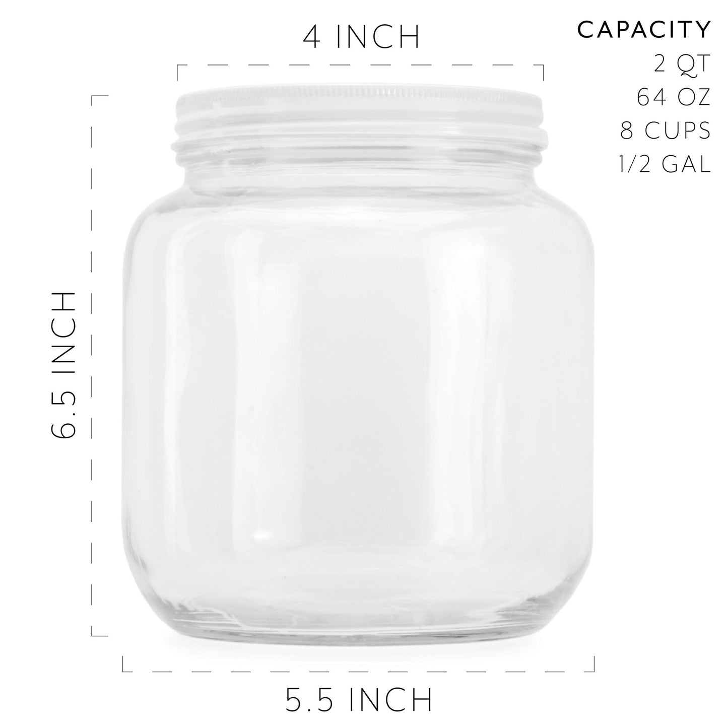 Clear Half Gallon Wide-mouth Glass Jars (2-Pack) - CBKit008