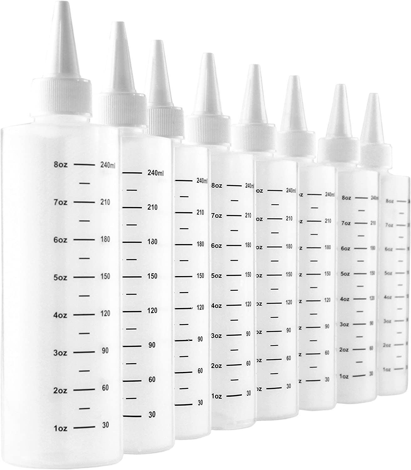 8oz Plastic Squeeze Bottles w/ Graduated Measurements (8-Pack) - sh1332cb0sqz