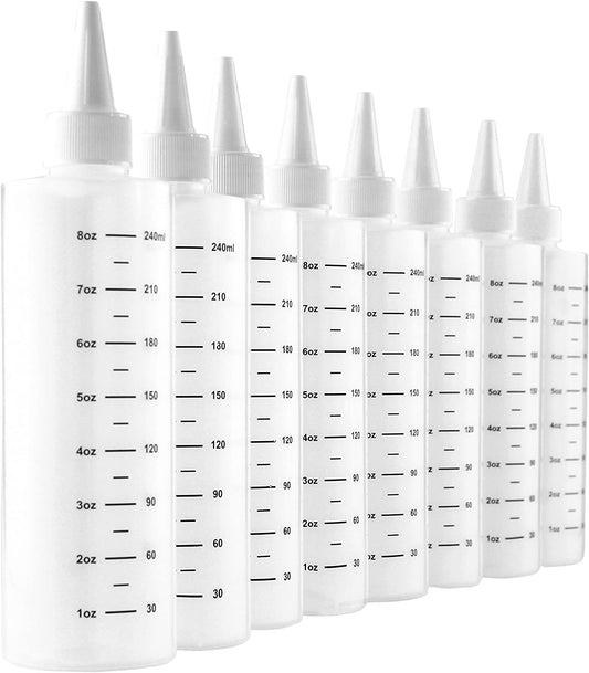 8oz Plastic Squeeze Bottles w/ Graduated Measurements (Case of 168) - SH_1332_CASE