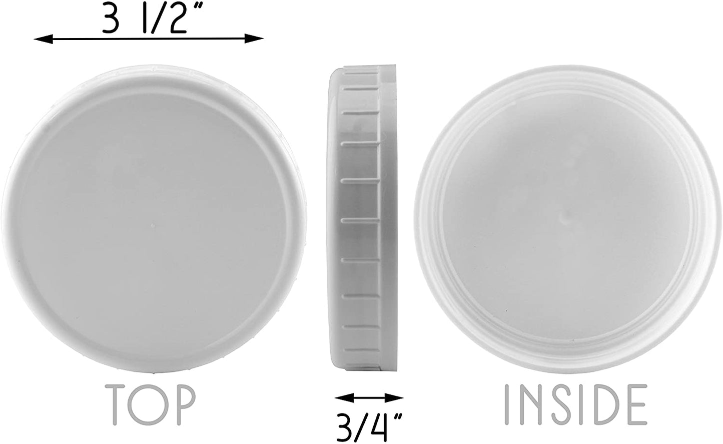 Wide Mouth Plastic Mason Jar Lids Unlined White Ribbed Lids
