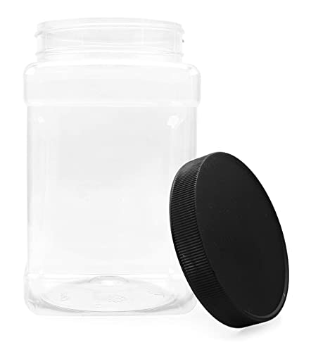48oz Square Plastic Jars (3-Pack)