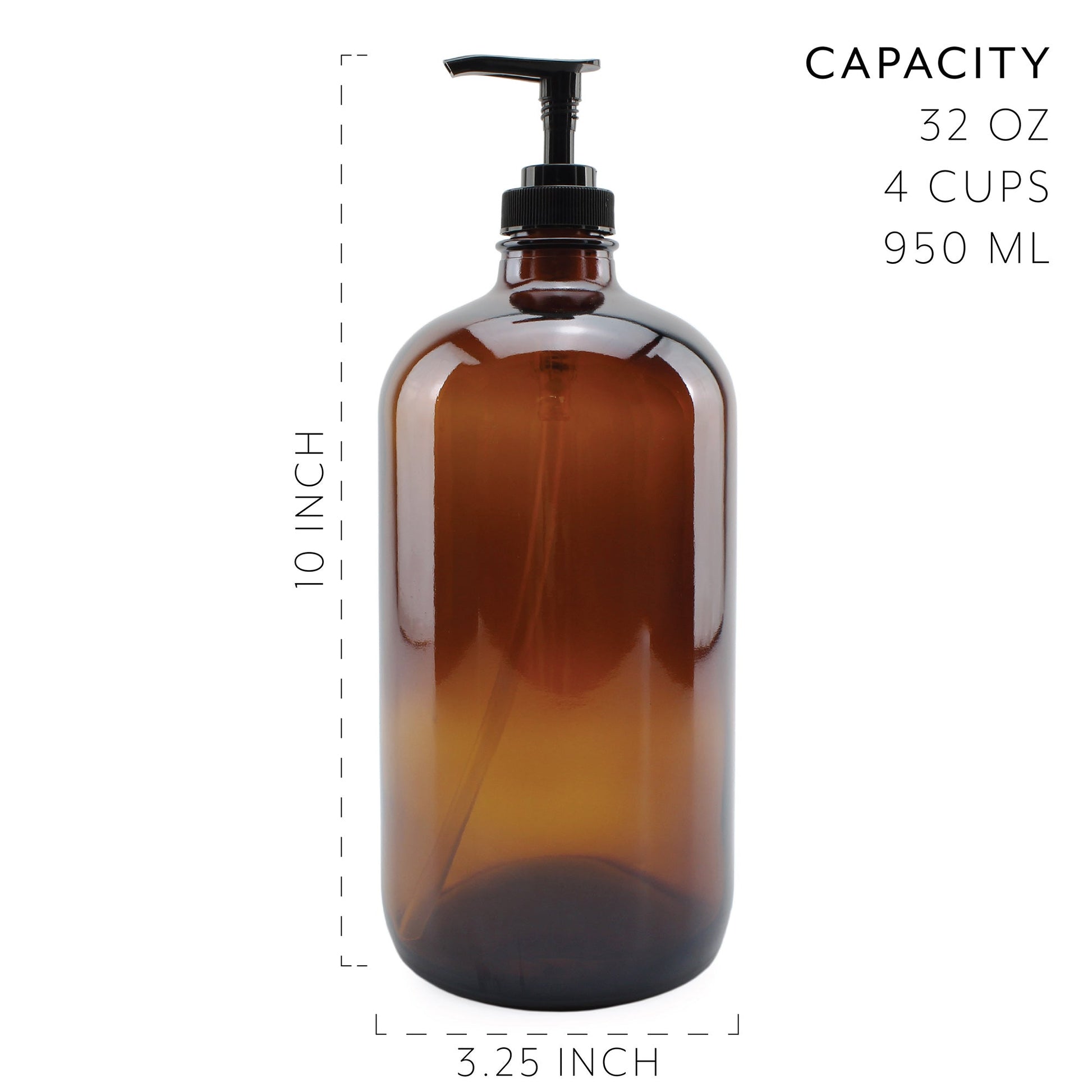 32oz Amber Glass Lotion Pump Bottles (Case of 20) - SH_1425_CASE