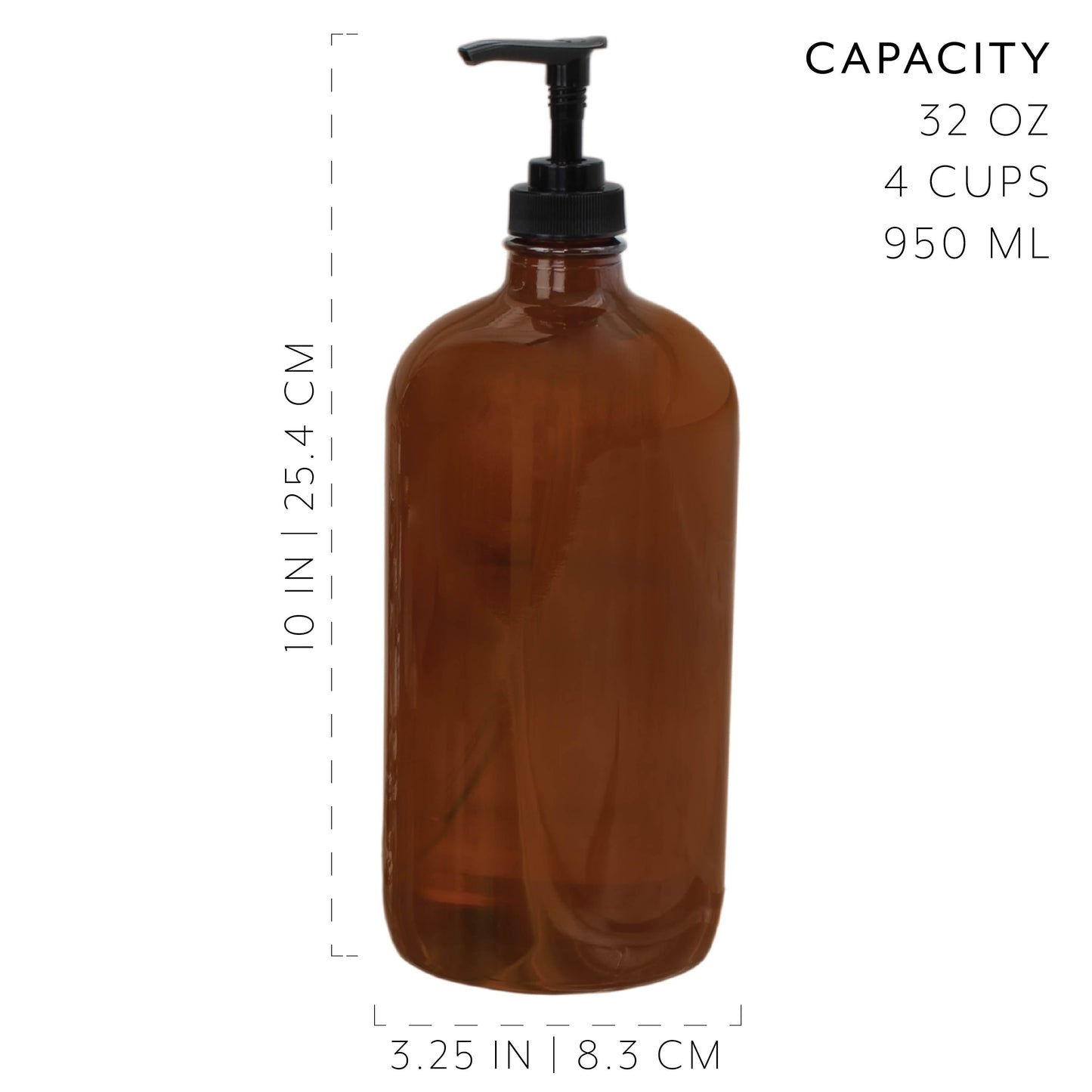 32oz Amber Glass Lotion Pump Bottles (2-Pack) - sh1425cb032oz