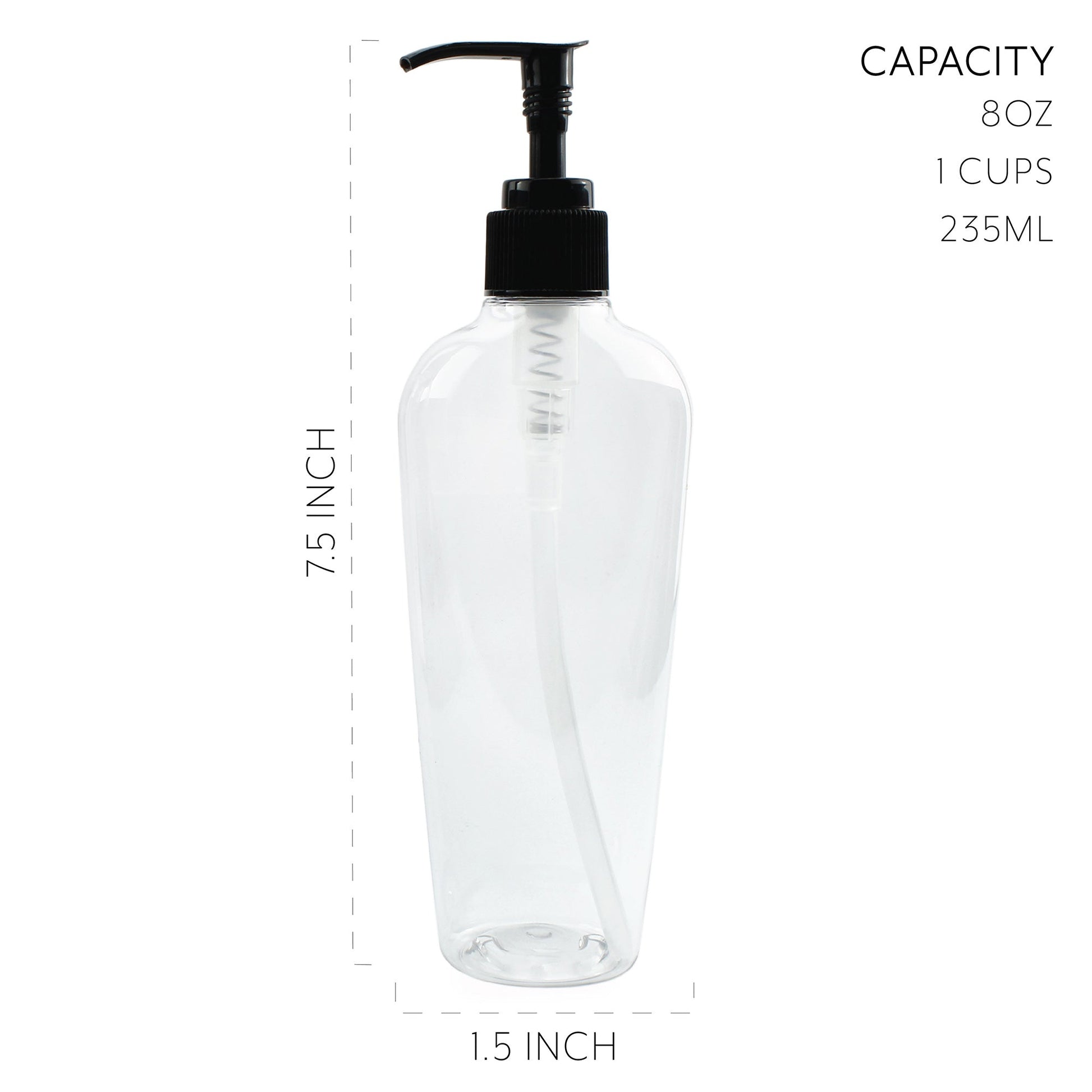8oz Clear Oval-Shaped Plastic Lotion Bottles w/Black Pump Dispensers (8-Pack) - sh1617cb0OVAL
