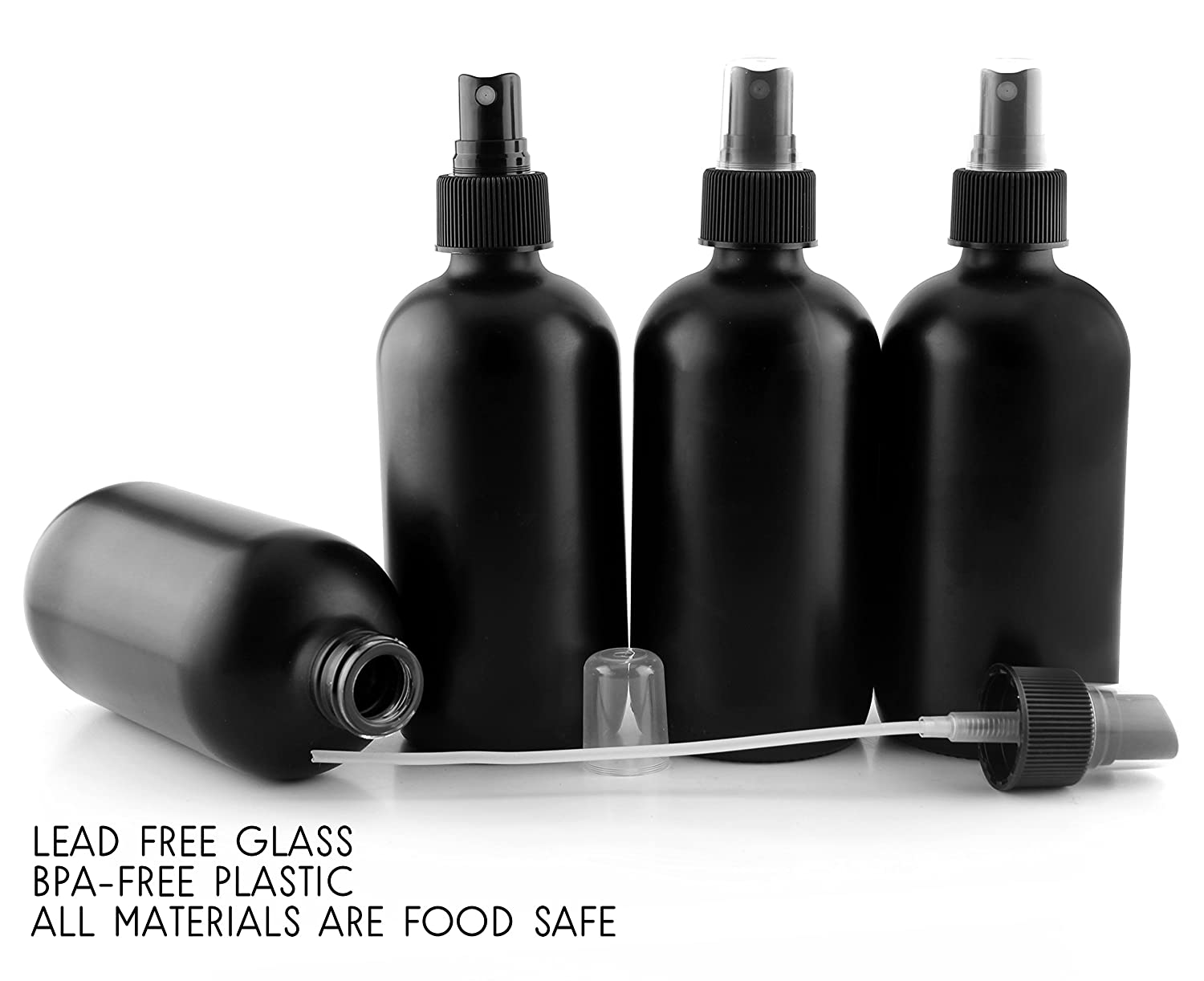 8oz Black Glass Spray Bottles or Perfume Bottles (4-Pack) - sh1423cb0rlh
