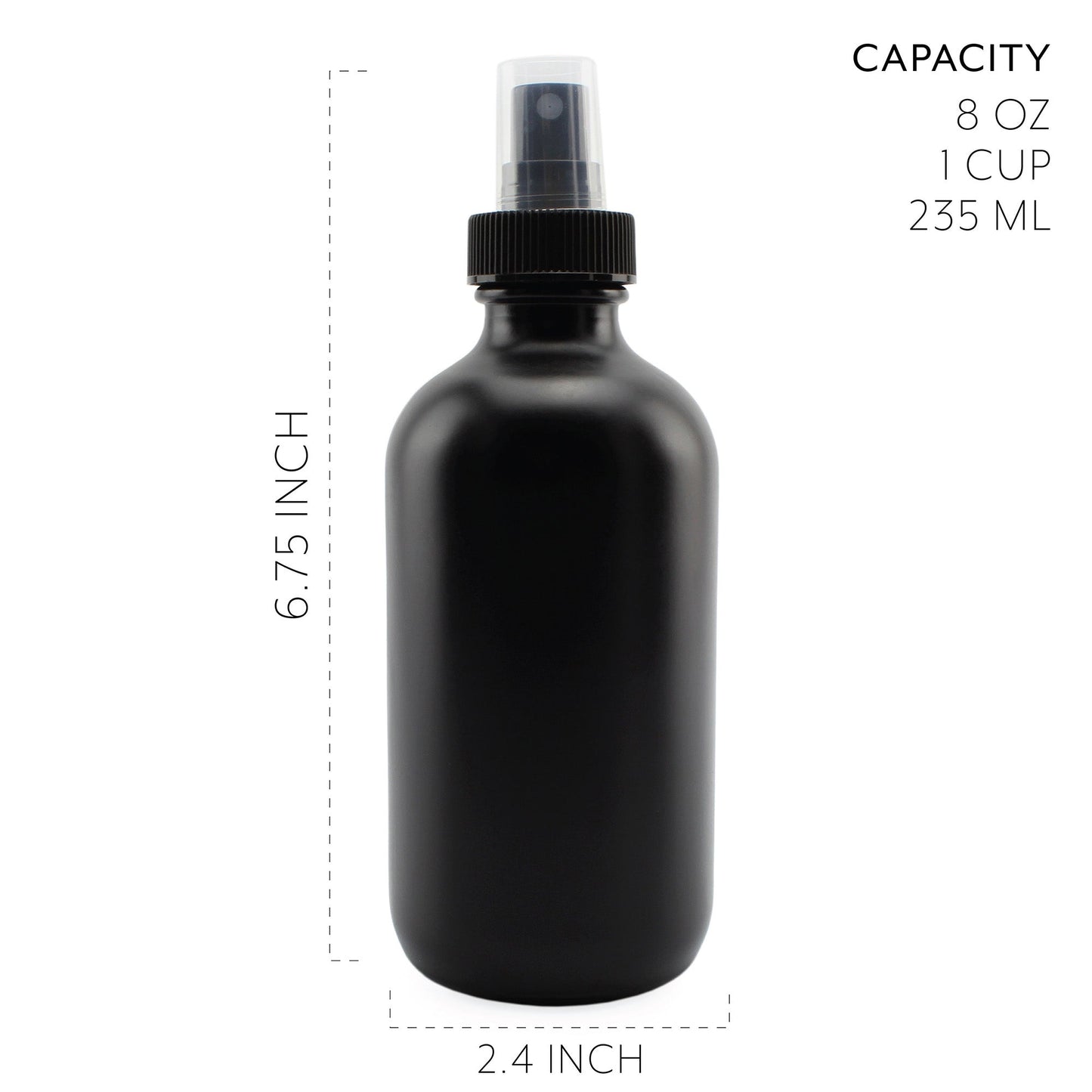 8oz Black Glass Spray Bottles Bottles (Case of 64) - SH_1423_CASE