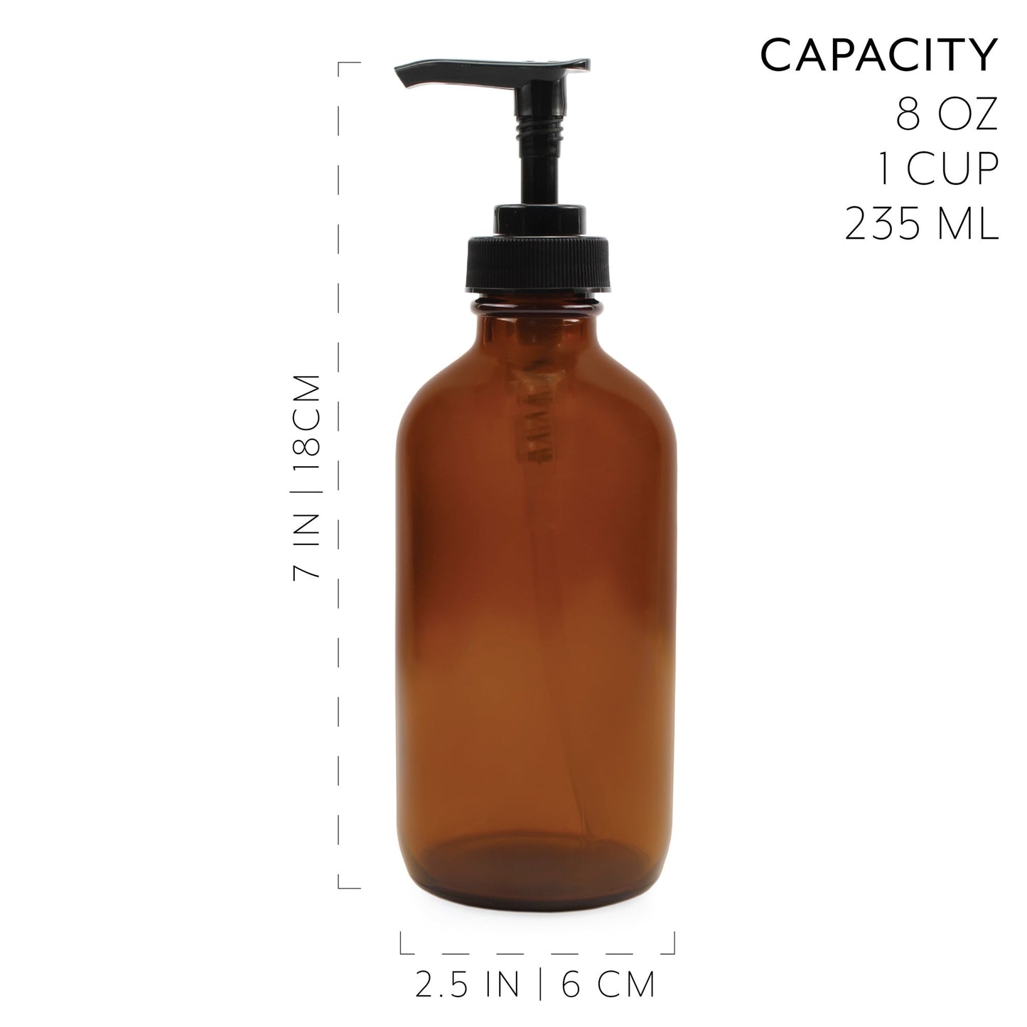 8oz Amber Glass Pump Bottles (Case of 48) - SH_1395_CASE