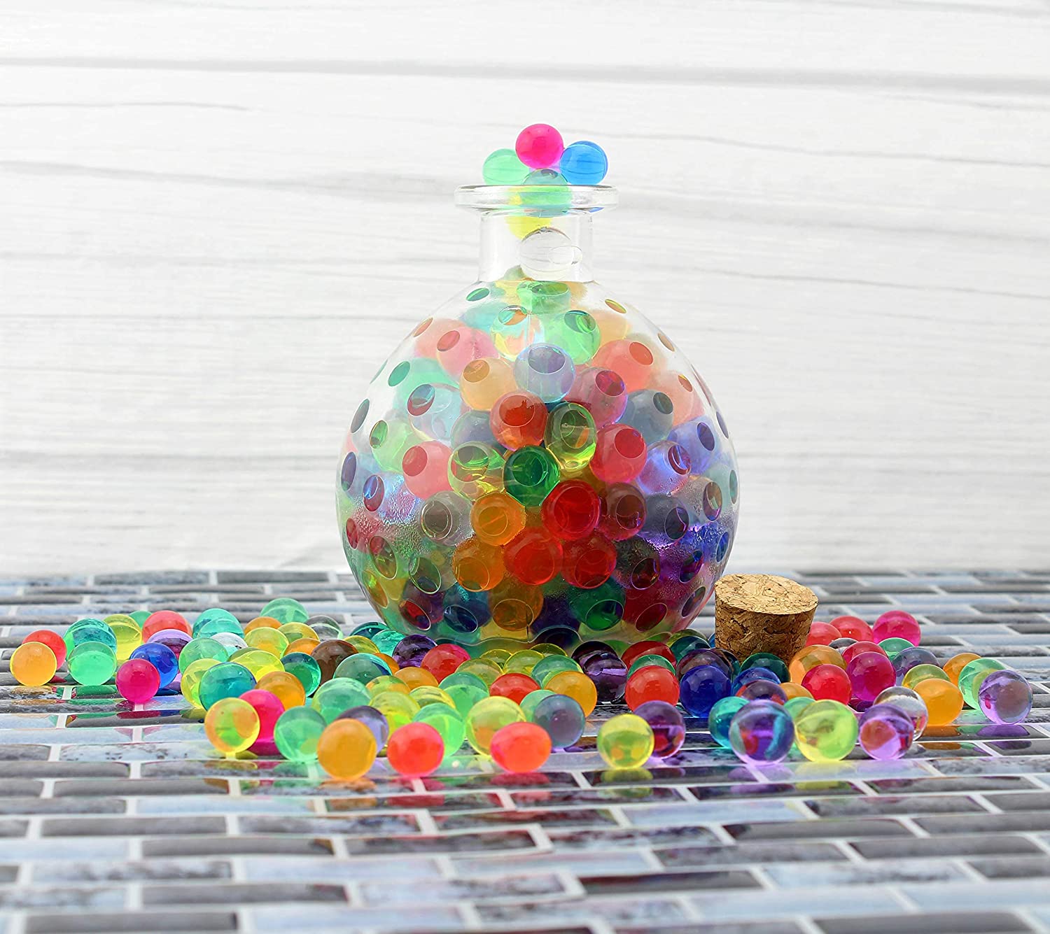 Round Glass Spherical Bottles, Potion Bottles w/ Corks (2-Pack, 8oz Capacity) - sh1276cb0Sphere