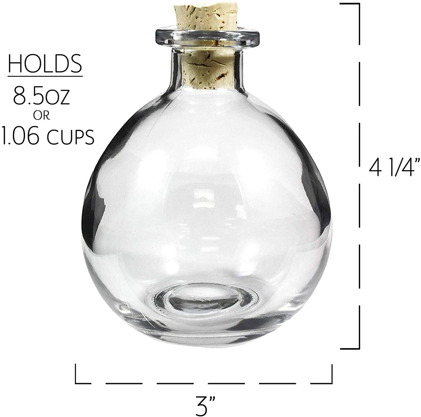 Round Glass Spherical Bottles, Potion Bottles w/ Corks (Case of 60) - SH_1276_CASE