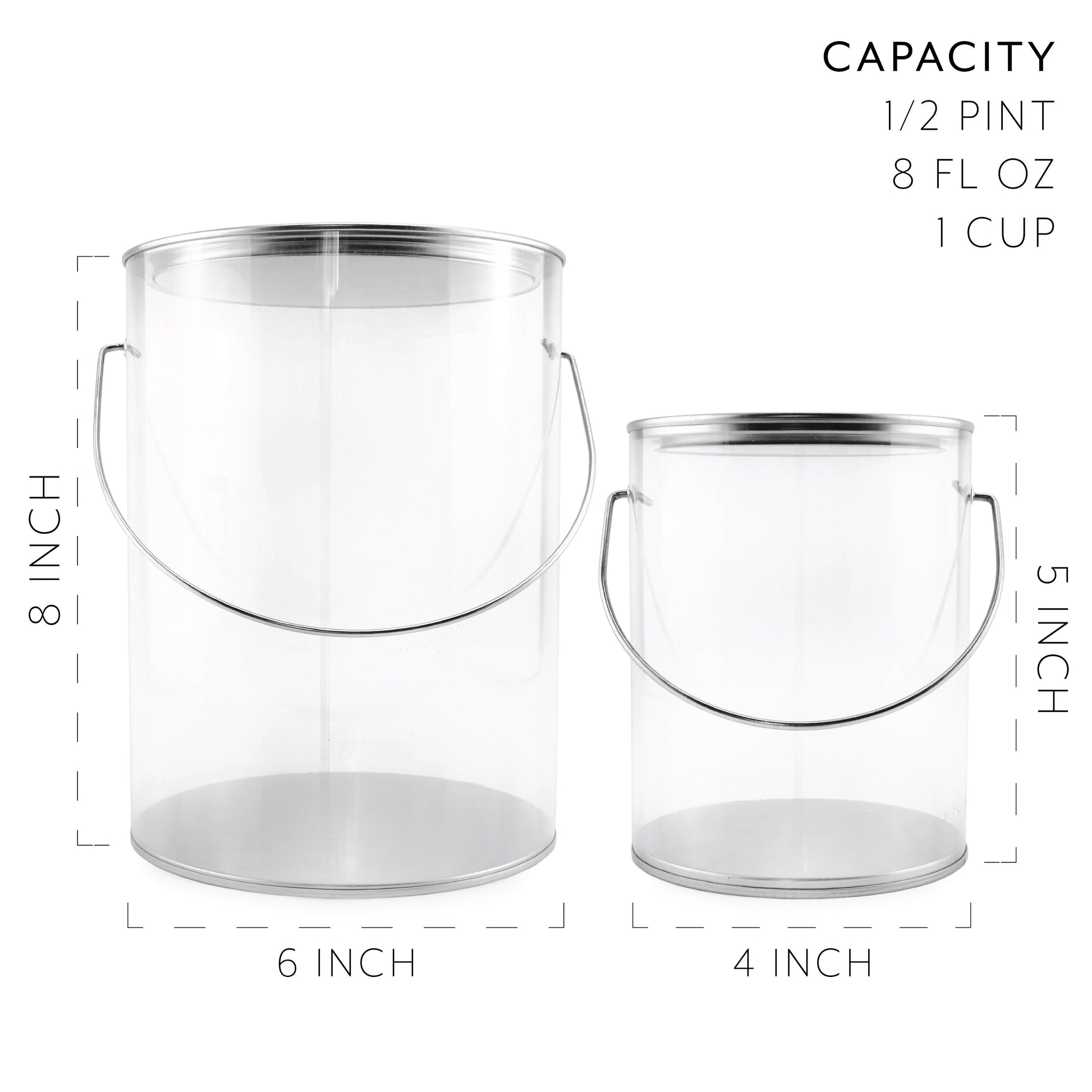 Clear Plastic Paint Cans (Gallon and Quart Combo Pack, Set of 2) - sh1317cb0GalQt