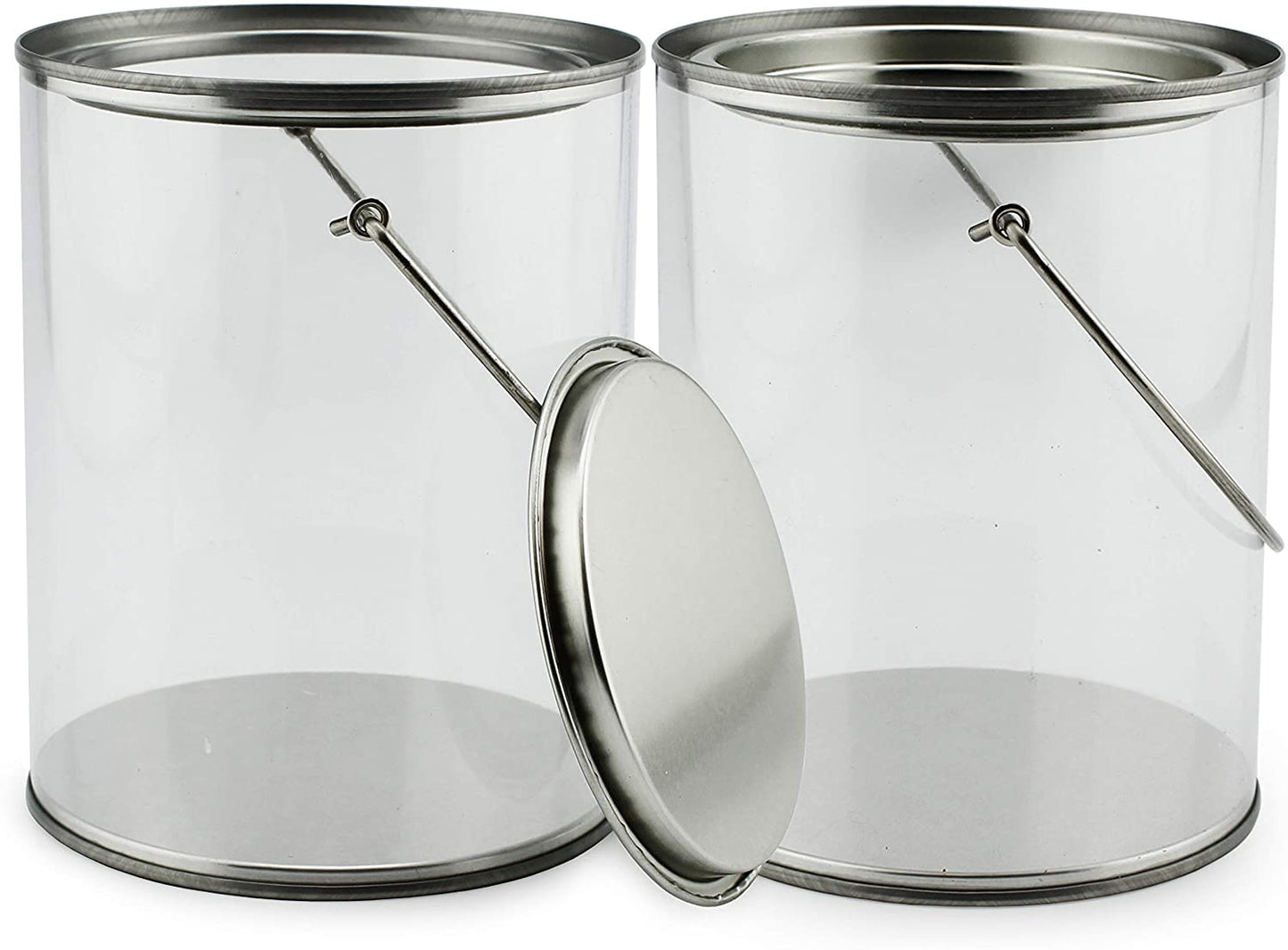 Quart Size Clear Plastic Paint Cans (2-Pack, 5in Tall)