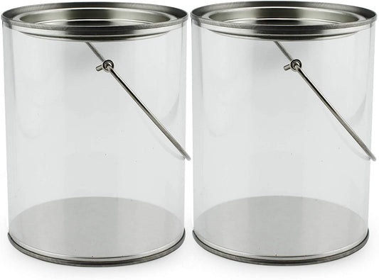 Quart Size Clear Plastic Paint Cans (2-Pack, 5in Tall) - sh1316cb0qt