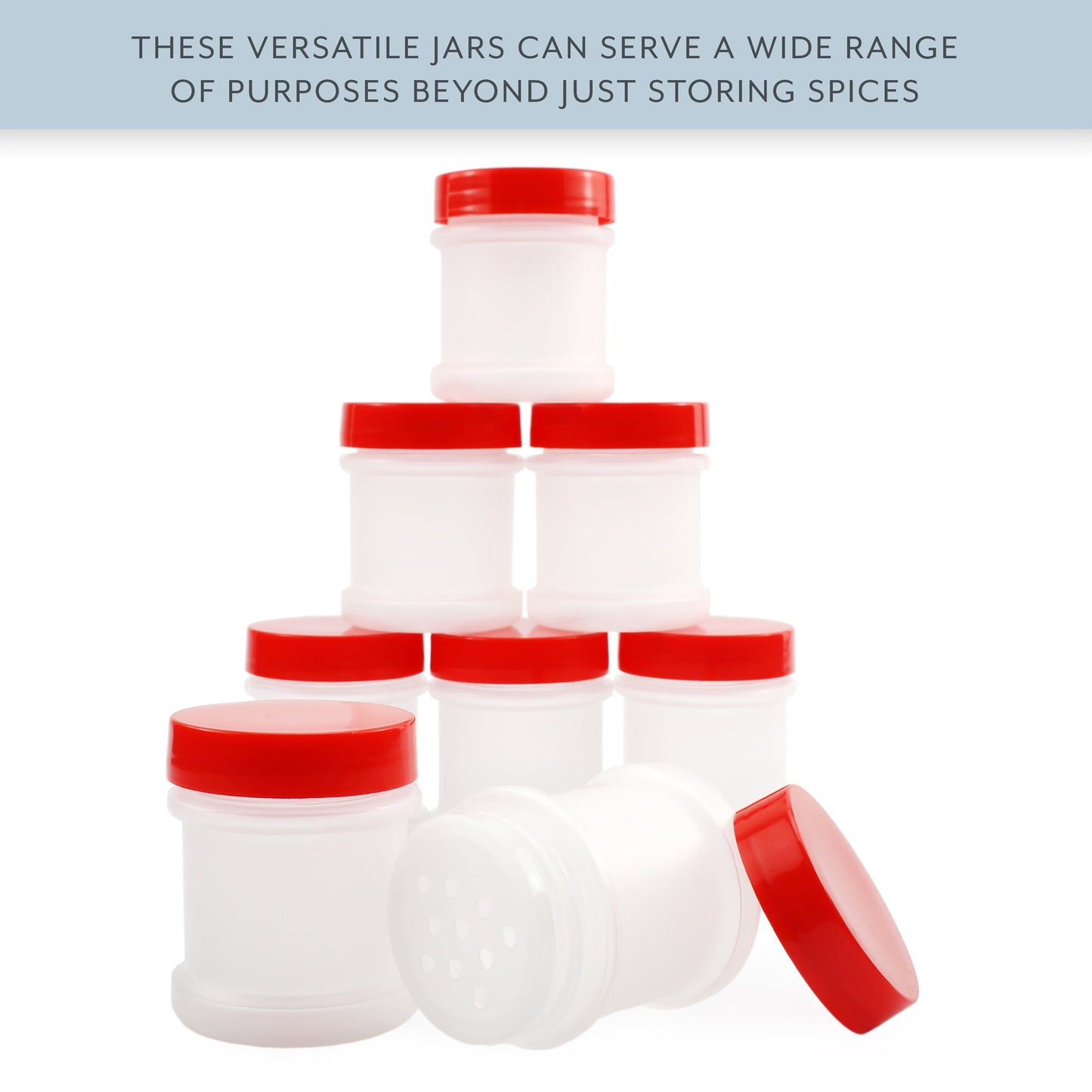 Mini Plastic Spice Jars w/Sifters (12-Pack, Red) - sh1475cb0spice