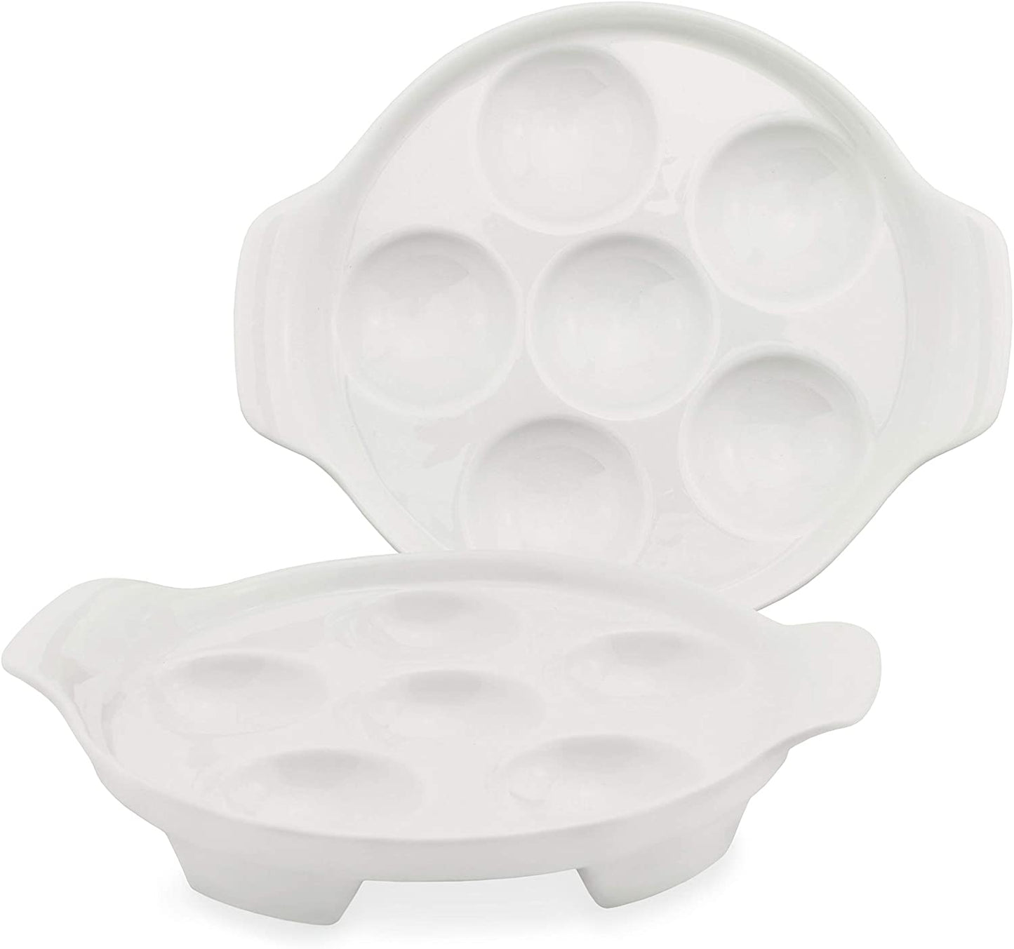White Ceramic Escargot Plates (2-Pack) - sh1322cb0Snail