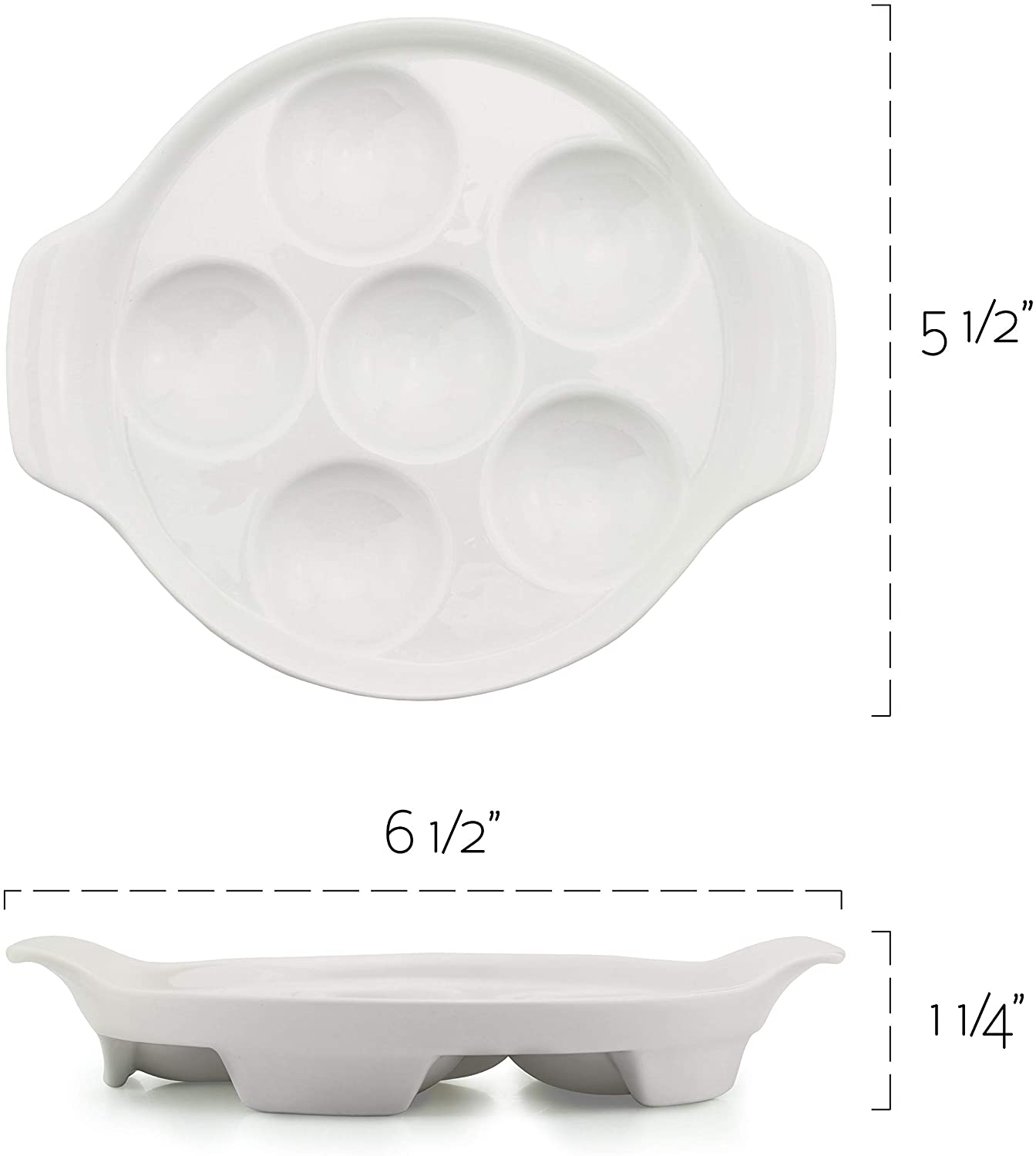 White Ceramic Escargot Plates (Case of 40) - SH_1322_CASE