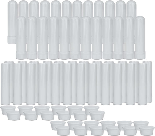 Essential Oil Aromatherapy White Nasal Inhaler Tubes (24 Complete Sticks)