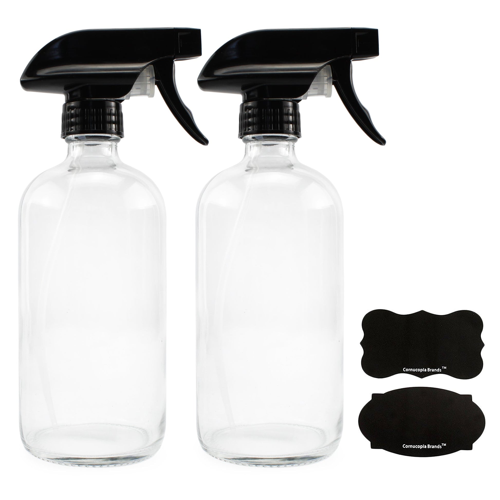 16oz Clear Glass Spray Bottles w/Chalk Labels (2 Pack) - sh894cb0CLEAR