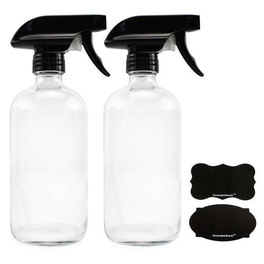 16oz Clear Glass Spray Bottles w/Chalk Labels (Case of 48) - SH_894_CASE