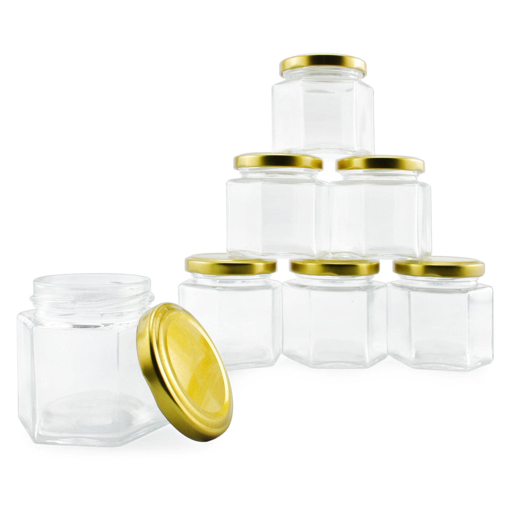 4oz Hexagon Glass Jars (12-Pack) - sh814cb0hex4oz