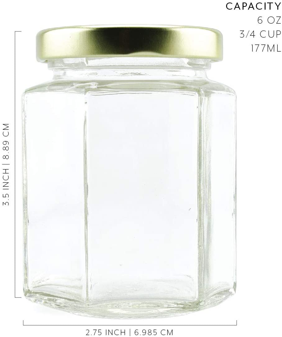6oz Hexagon Glass Jars (12-Pack)