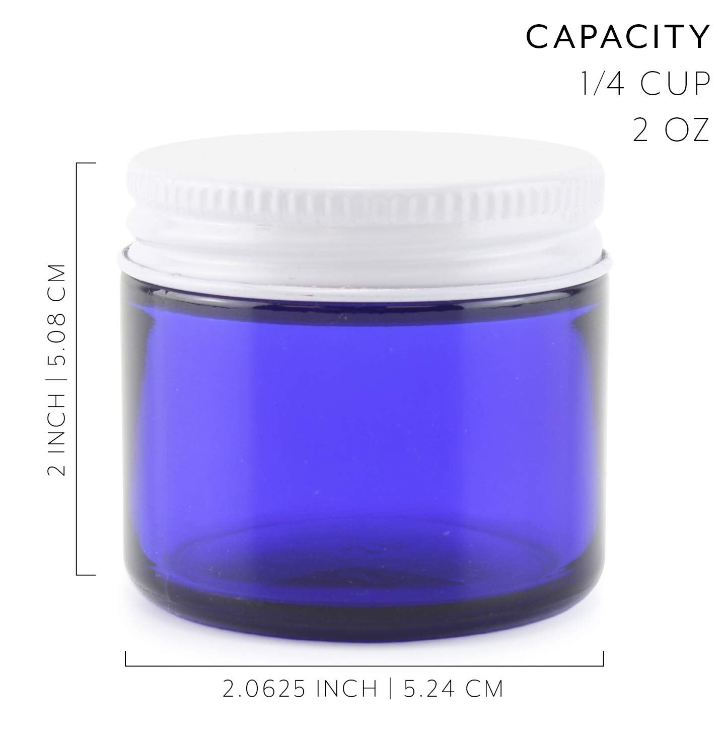 2oz Cobalt Blue Glass Jars w/Metal Lids (12 Pack)