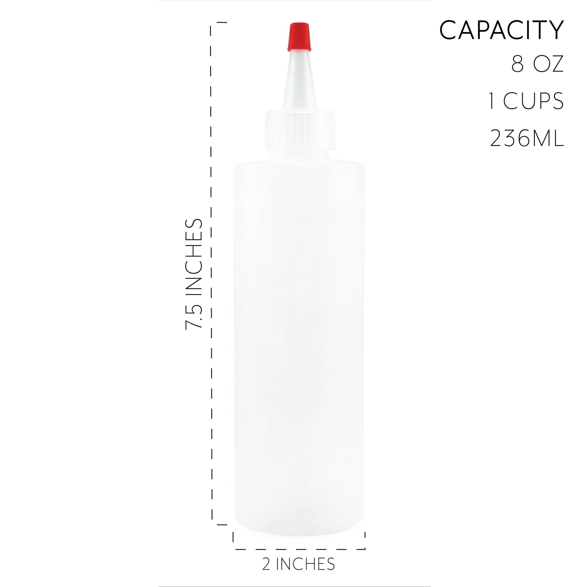 8oz HDPE Plastic Squeeze Bottles w/Yorker Tips (Case of 216) - SH_1328_CASE