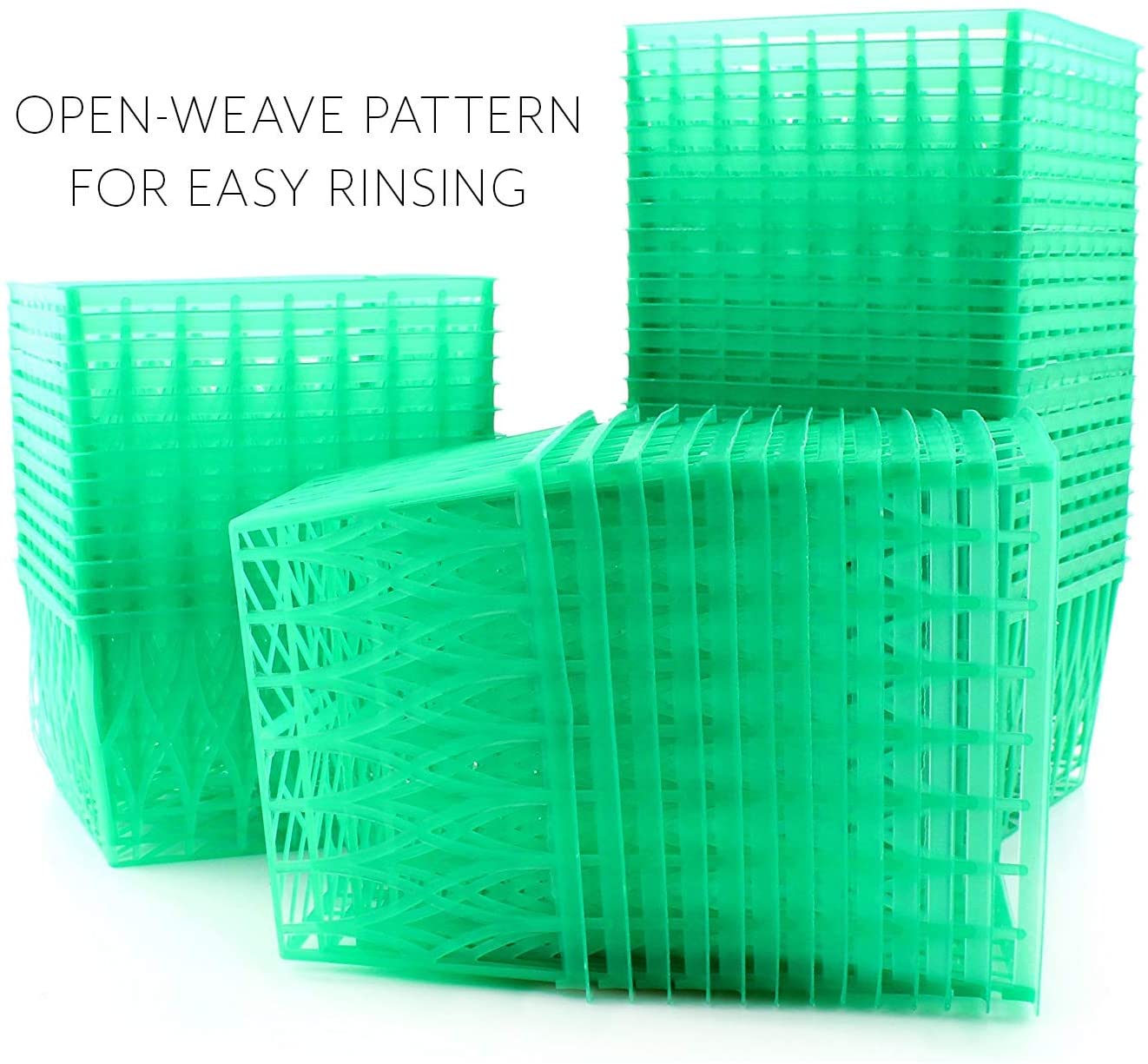 48-Pack Pint Size Plastic Berry Baskets, 4-Inch Berry Boxes with Open-Weave Pattern (48 Boxes)