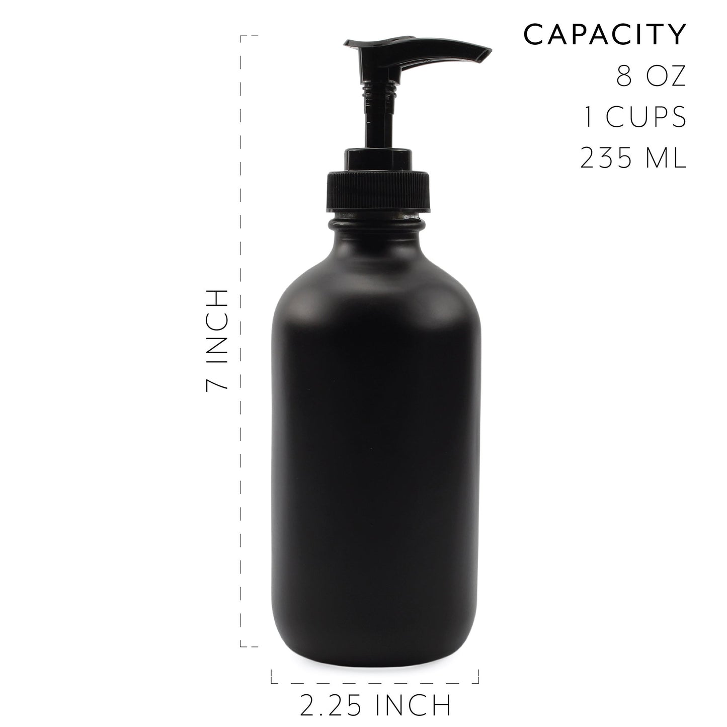 Black Coated 8oz Glass Pump Bottles (4-Pack) - sh1006cb0816