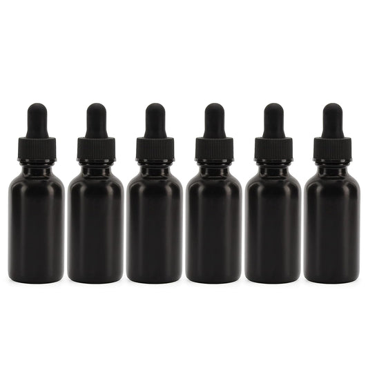 1oz Black Coated Glass UV Resistant Eye Dropper Bottles (6 pack) - sh1221cb0